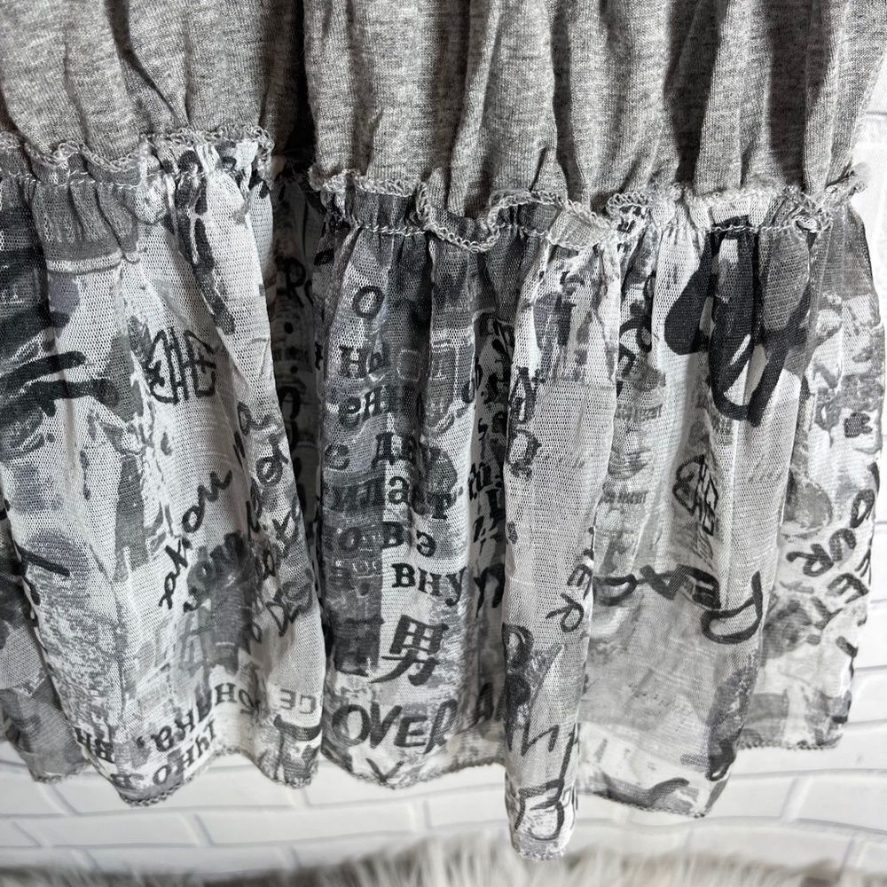 Colorine Grey Floral Print Ruffled Peasant Dress - Picture 7 of 7
